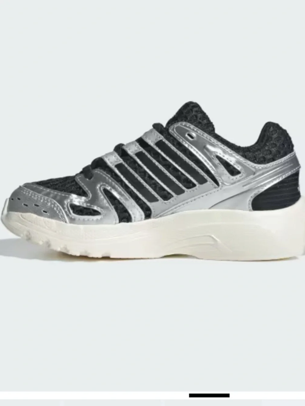 Adidas Control 5 Kids Black Silver Mesh Elastic Lace Sneakers